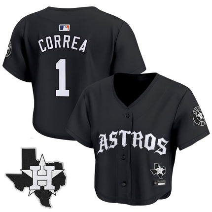 Women's Houston Astros 'Old English Edition' Crop Top Baseball Jersey - All Stitched