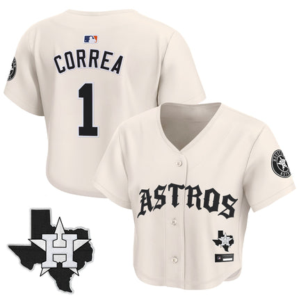 Women's Houston Astros 'Old English Edition' Crop Top Baseball Jersey - All Stitched