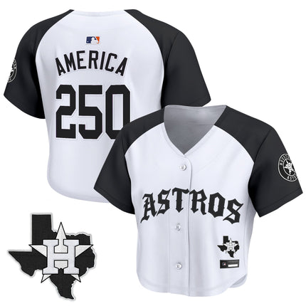 Women's Houston Astros 'Old English Edition' Crop Top Baseball Jersey - All Stitched
