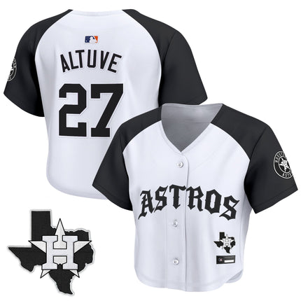 Women's Houston Astros 'Old English Edition' Crop Top Baseball Jersey - All Stitched