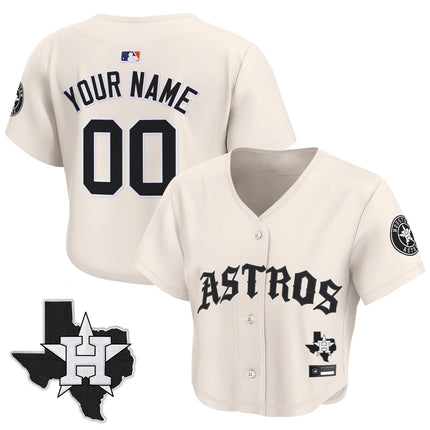 Women's Houston Astros 'Old English Edition' Crop Top Baseball Custom Jersey - All Stitched