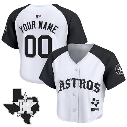 Women's Houston Astros 'Old English Edition' Crop Top Baseball Custom Jersey - All Stitched