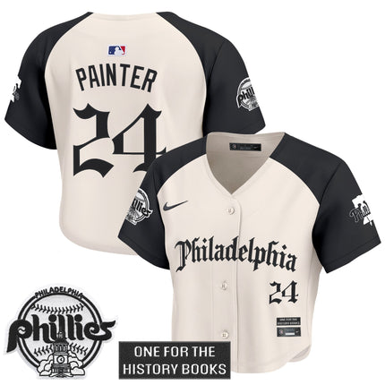 Women's Phillies 'Retro Newspaper Edition' Crop Top Baseball Jersey - All Stitched
