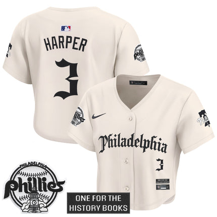 Women's Phillies 'Retro Newspaper Edition' Crop Top Baseball Jersey - All Stitched