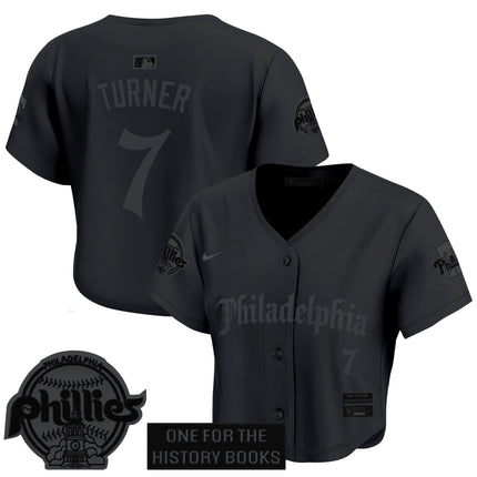 Women's Phillies 'Retro Newspaper Edition' Crop Top Baseball Jersey - All Stitched