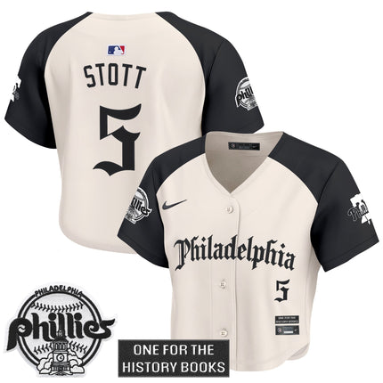 Women's Phillies 'Retro Newspaper Edition' Crop Top Baseball Jersey - All Stitched