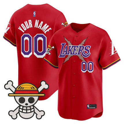 Los Angeles Lakers x One Piece Vapor Baseball Custom Jersey - Stitched