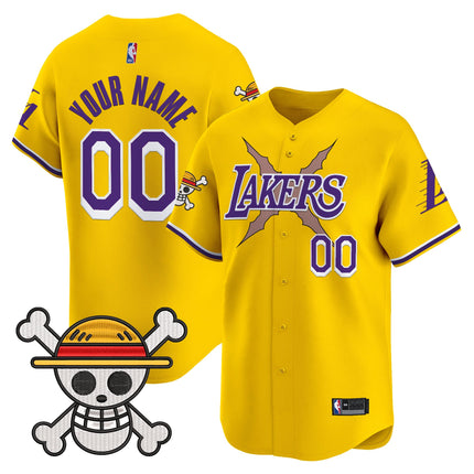 Los Angeles Lakers x One Piece Vapor Baseball Custom Jersey - Stitched
