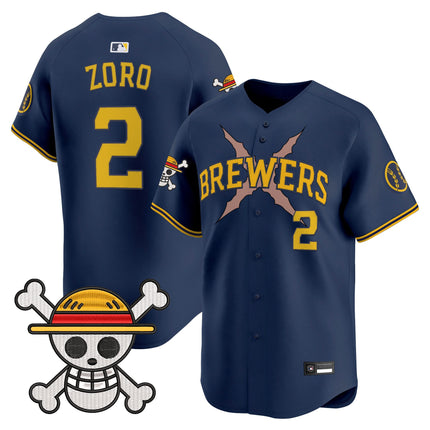 Men's Milwaukee Brewers x One Piece Vapor Premier Limited Jersey - Stitched
