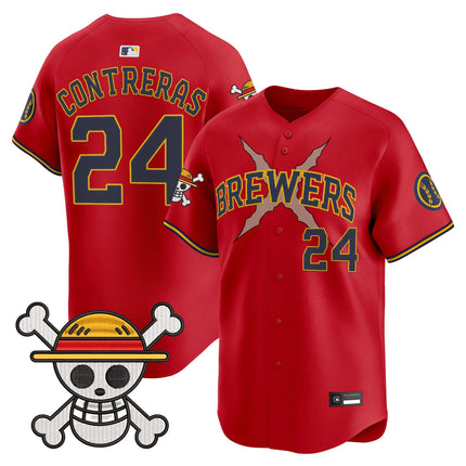 Men's Milwaukee Brewers x One Piece Vapor Premier Limited Jersey - Stitched