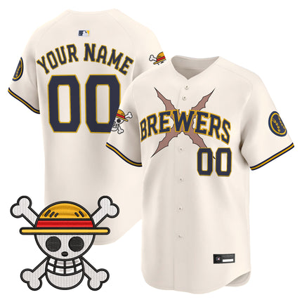 Milwaukee Brewers x One Piece Vapor Premier Limited Custom Jersey - Stitched