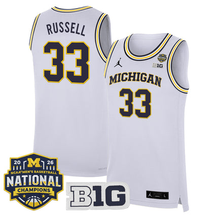 Men's Michigan Wolverines 2026 National Champions Patch Basketball Jersey - All Stitched
