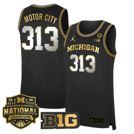 Men's Michigan Wolverines 2026 National Champions Patch Basketball Jersey - All Stitched