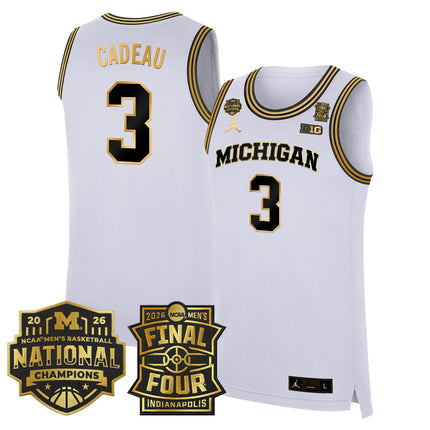 Men's Michigan Wolverines 2026 Final Four & National Champions Patch Basketball Jersey - All Stitched