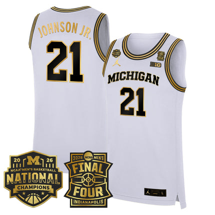 Men's Michigan Wolverines 2026 Final Four & National Champions Patch Basketball Jersey - All Stitched