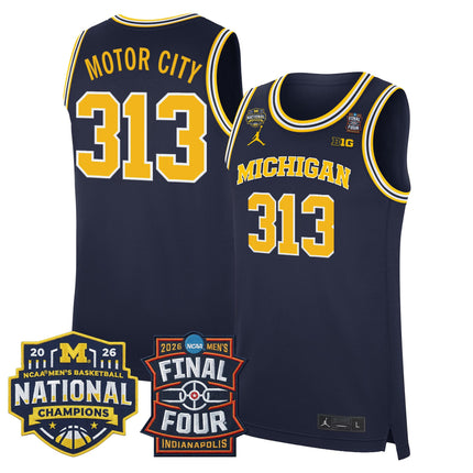 Men's Michigan Wolverines 2026 Final Four & National Champions Patch Basketball Jersey - All Stitched