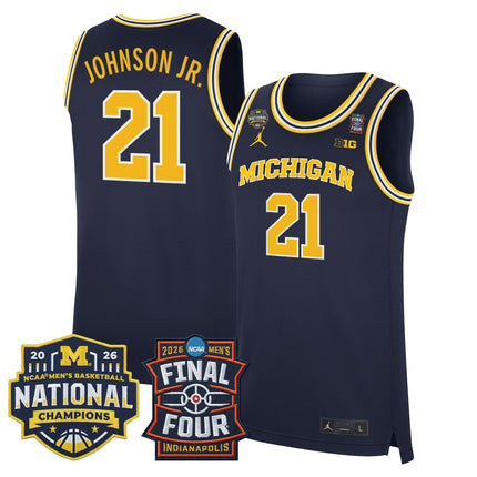 Men's Michigan Wolverines 2026 Final Four & National Champions Patch Basketball Jersey - All Stitched