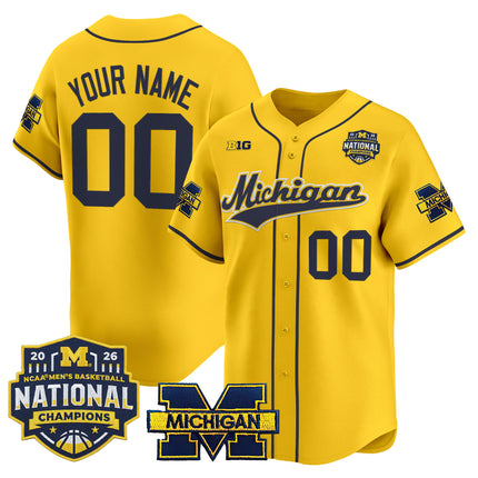 Michigan Wolverines 2026 National Champions Patch Vapor Custom Baseball Jersey - All Stitched