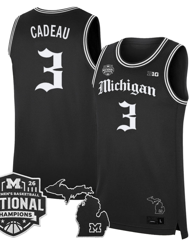 Men's Michigan Wolverines 2026 National Champions Patch Basketball Jersey - Gothic Edition - All Stitched