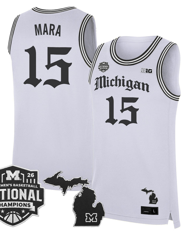 Men's Michigan Wolverines 2026 National Champions Patch Basketball Jersey - Gothic Edition - All Stitched