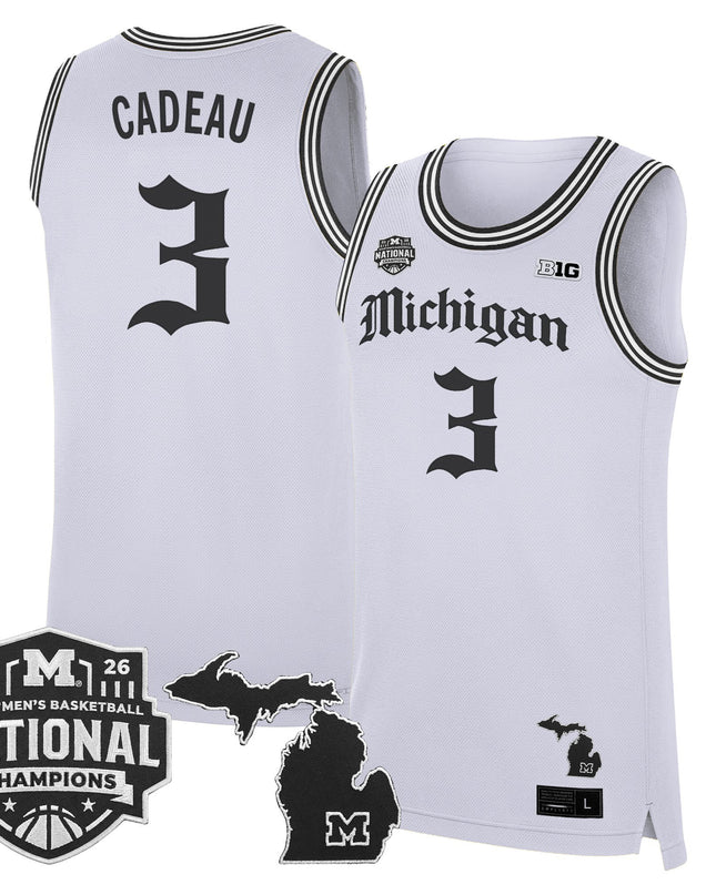 Men's Michigan Wolverines 2026 National Champions Patch Basketball Jersey - Gothic Edition - All Stitched