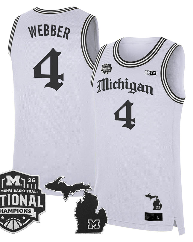 Men's Michigan Wolverines 2026 National Champions Patch Basketball Jersey - Gothic Edition - All Stitched