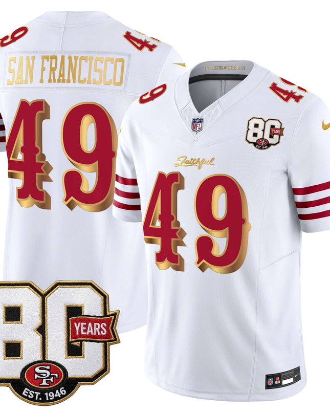 Men's San Francisco 49ers 80th Anniversary Patch Vapor Limited Jersey - Rivalries Edition - All Stitched
