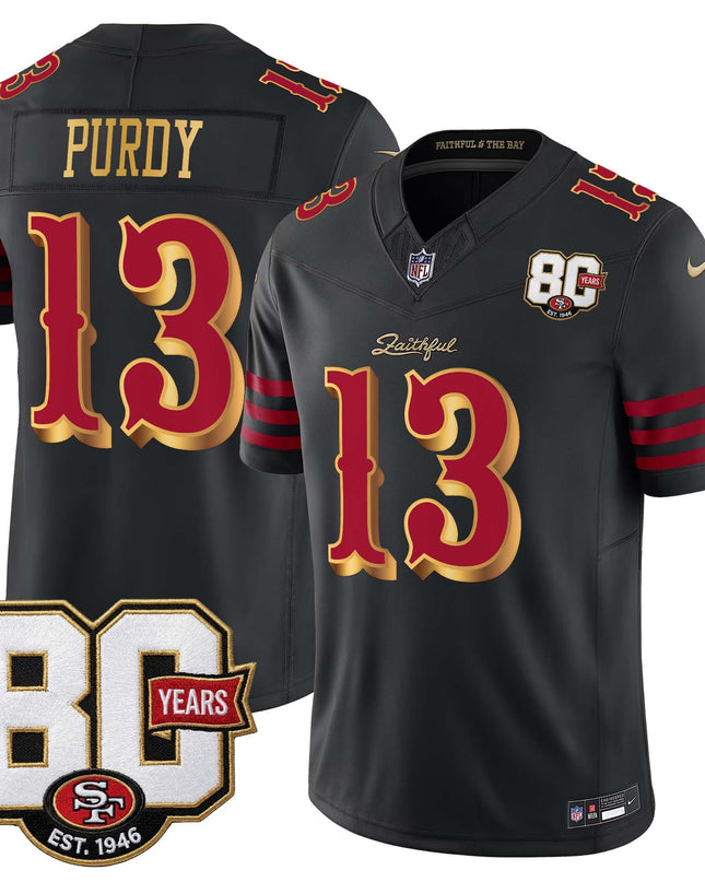 Men's San Francisco 49ers 80th Anniversary Patch Vapor Limited Jersey - Rivalries Edition - All Stitched