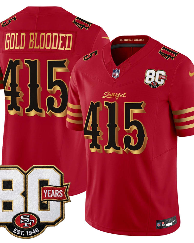 Men's San Francisco 49ers 80th Anniversary Patch Vapor Limited Jersey - Rivalries Edition - All Stitched