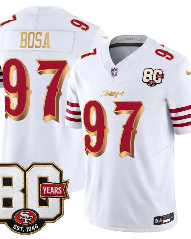 Men's San Francisco 49ers 80th Anniversary Patch Vapor Limited Jersey - Rivalries Edition - All Stitched