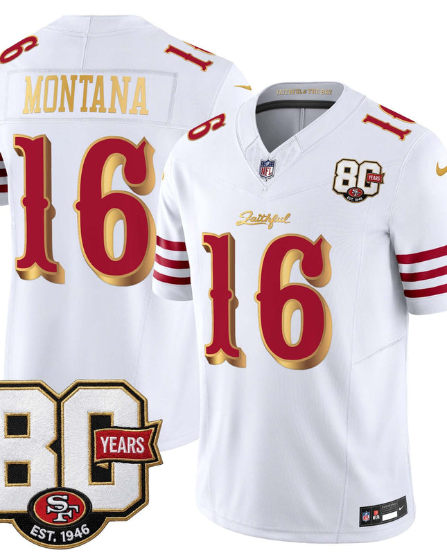 Men's San Francisco 49ers 80th Anniversary Patch Vapor Limited Jersey - Rivalries Edition - All Stitched