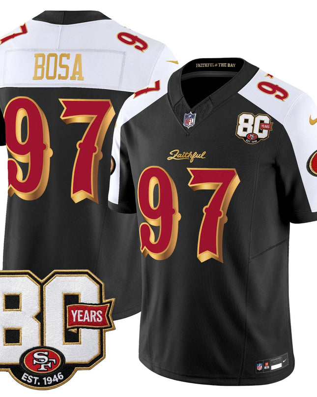 Men's San Francisco 49ers 80th Anniversary Patch Vapor Limited Jersey - Rivalries Edition - All Stitched