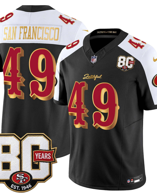 Men's San Francisco 49ers 80th Anniversary Patch Vapor Limited Jersey - Rivalries Edition - All Stitched