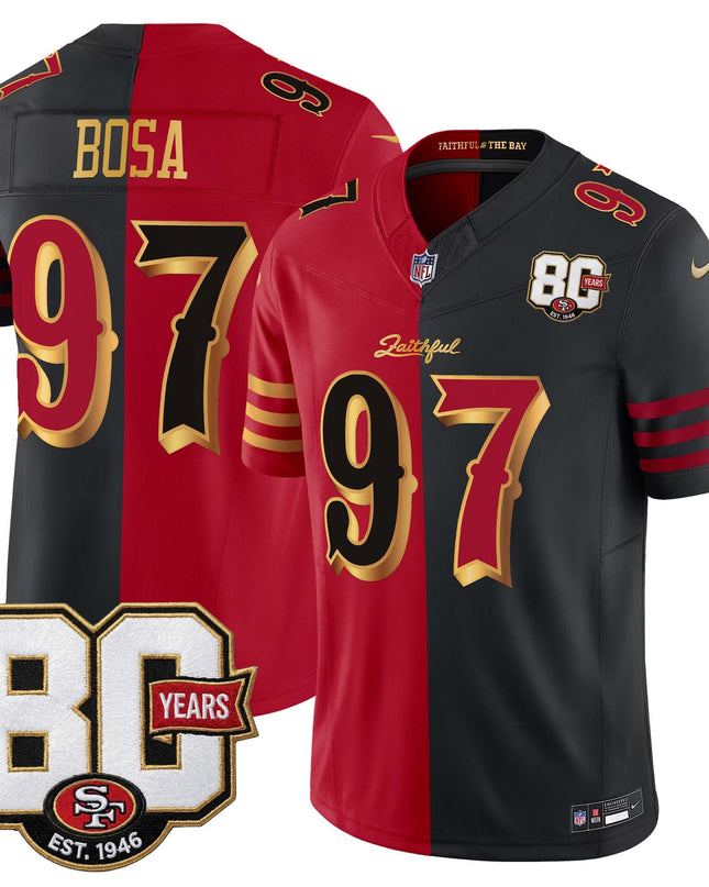 Men's San Francisco 49ers 80th Anniversary Patch Vapor Limited Jersey - Rivalries Edition - All Stitched