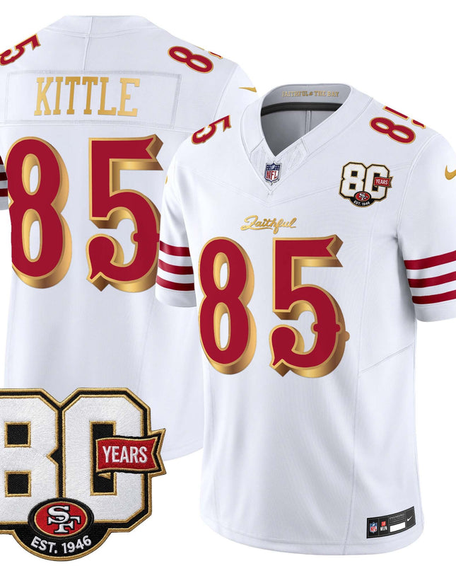Men's San Francisco 49ers 80th Anniversary Patch Vapor Limited Jersey - Rivalries Edition - All Stitched