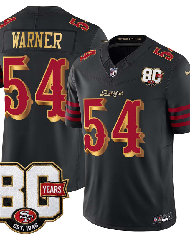 Men's San Francisco 49ers 80th Anniversary Patch Vapor Limited Jersey - Rivalries Edition - All Stitched