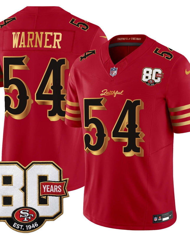Men's San Francisco 49ers 80th Anniversary Patch Vapor Limited Jersey - Rivalries Edition - All Stitched