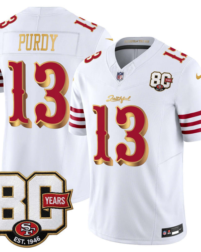 Men's San Francisco 49ers 80th Anniversary Patch Vapor Limited Jersey - Rivalries Edition - All Stitched