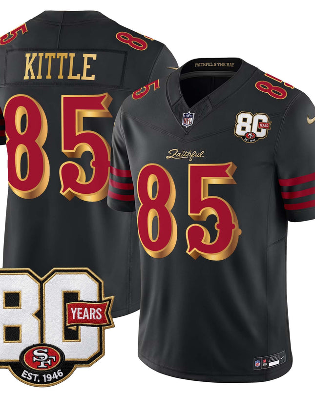 Men's San Francisco 49ers 80th Anniversary Patch Vapor Limited Jersey - Rivalries Edition - All Stitched