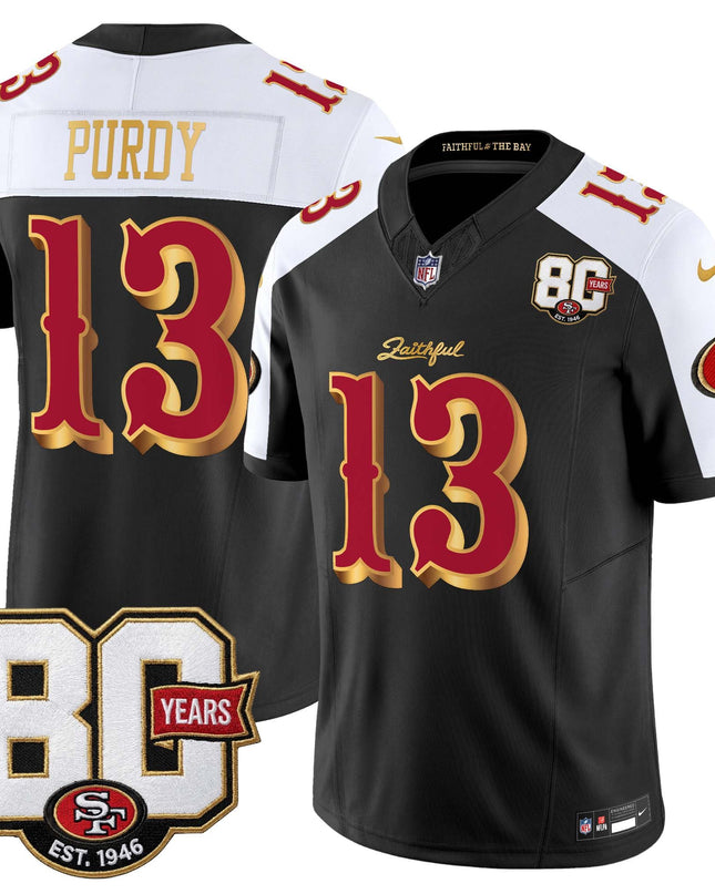 Men's San Francisco 49ers 80th Anniversary Patch Vapor Limited Jersey - Rivalries Edition - All Stitched