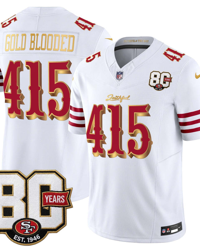 Men's San Francisco 49ers 80th Anniversary Patch Vapor Limited Jersey - Rivalries Edition - All Stitched
