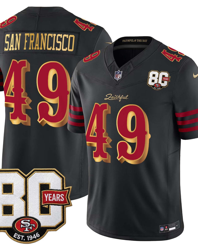 Men's San Francisco 49ers 80th Anniversary Patch Vapor Limited Jersey - Rivalries Edition - All Stitched