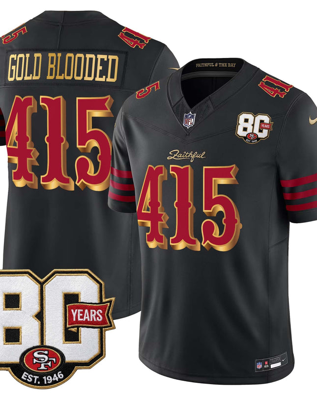 Men's San Francisco 49ers 80th Anniversary Patch Vapor Limited Jersey - Rivalries Edition - All Stitched