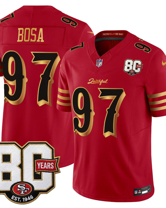 Men's San Francisco 49ers 80th Anniversary Patch Vapor Limited Jersey - Rivalries Edition - All Stitched