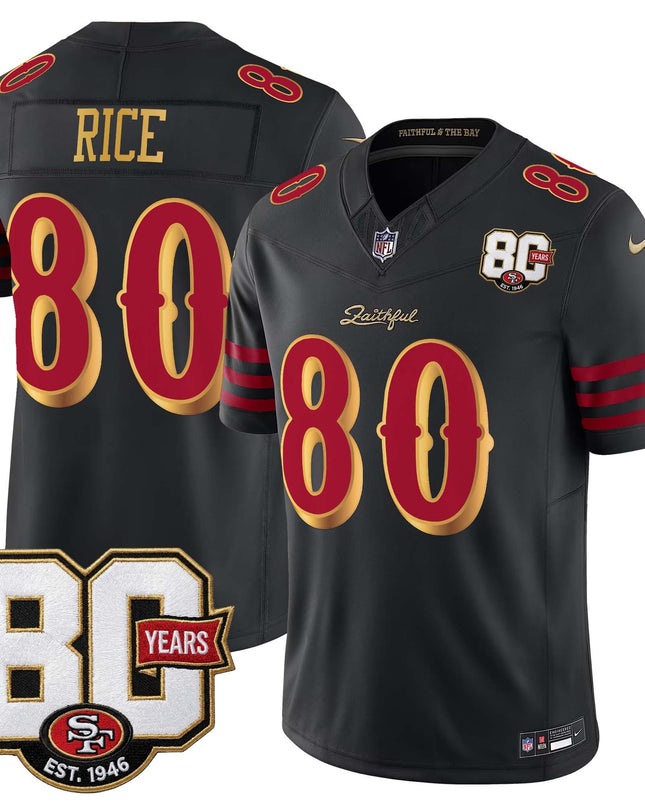 Men's San Francisco 49ers 80th Anniversary Patch Vapor Limited Jersey - Rivalries Edition - All Stitched