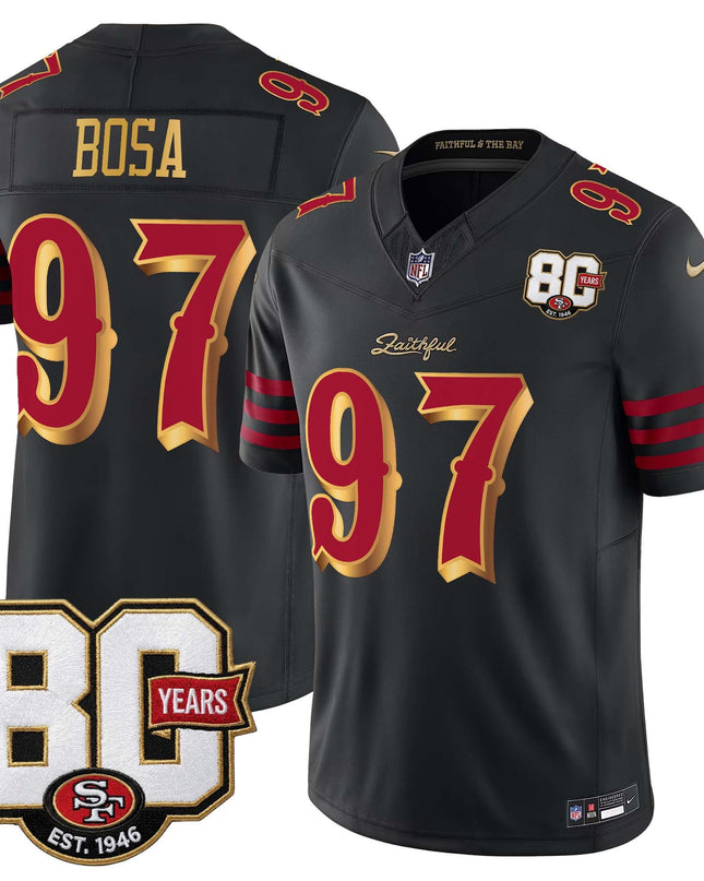 Men's San Francisco 49ers 80th Anniversary Patch Vapor Limited Jersey - Rivalries Edition - All Stitched