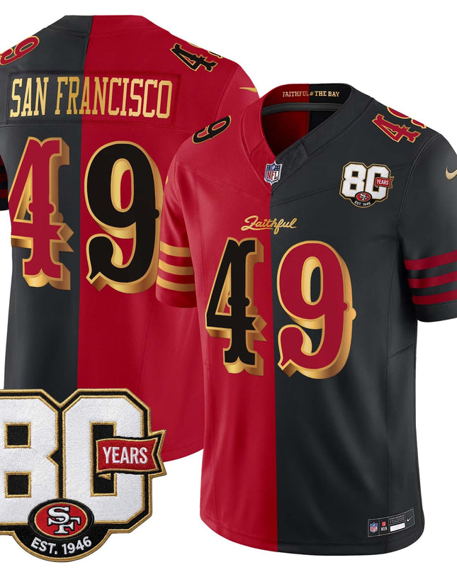 Men's San Francisco 49ers 80th Anniversary Patch Vapor Limited Jersey - Rivalries Edition - All Stitched