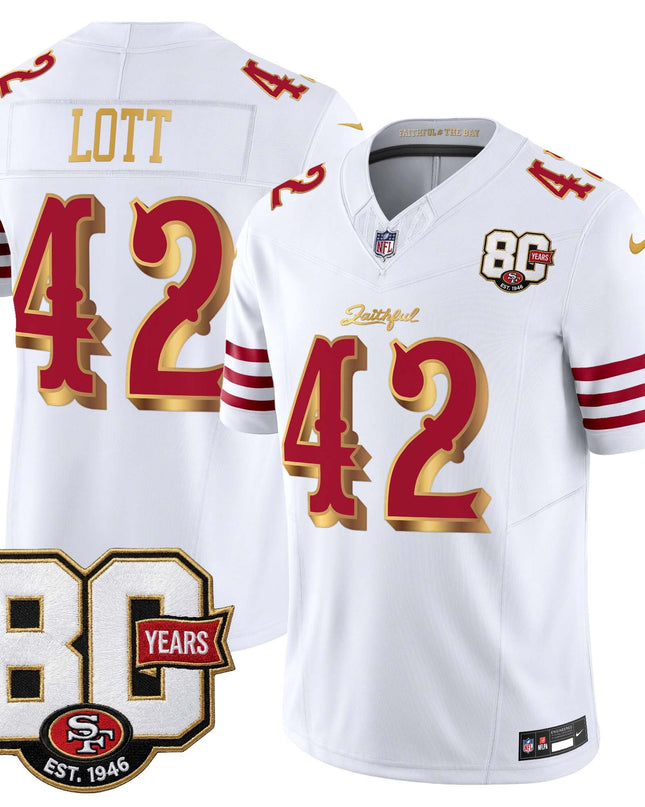 Men's San Francisco 49ers 80th Anniversary Patch Vapor Limited Jersey - Rivalries Edition - All Stitched