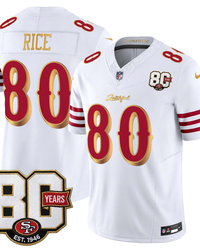 Men's San Francisco 49ers 80th Anniversary Patch Vapor Limited Jersey - Rivalries Edition - All Stitched