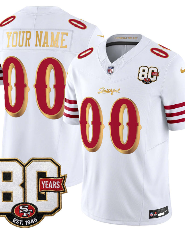 San Francisco 49ers 80th Anniversary Patch Vapor Limited Custom Jersey - Rivalries Edition - All Stitched